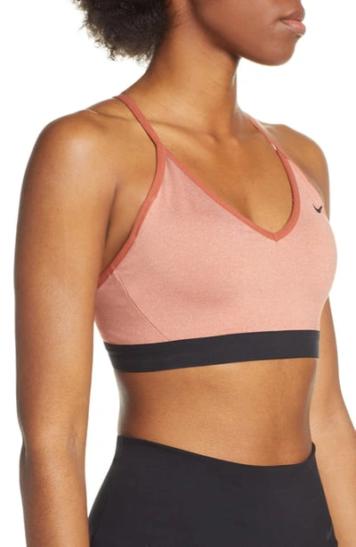 Shop Nike Indy Sports Bra In Dusty Peach/ Pure/ Black