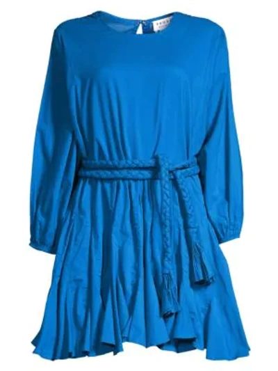 Shop Rhode Ella Belted Cotton Dress In Blue