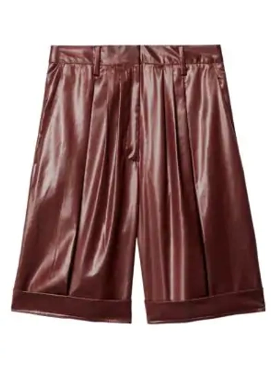 Shop Tibi Liquid Drape Pleated Shorts In Burgundy