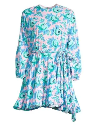 Shop Rhode Ella Belted Floral Cotton Dress In Pop Floral