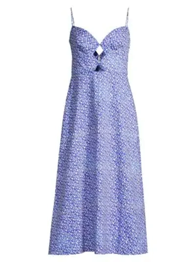 Shop Saloni Jana Cutout Stretch-cotton Dress In Vibrant Dot