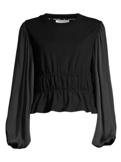 Shop Opening Ceremony Silk-sleeve Cotton Top In Black