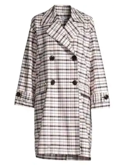 Shop Opening Ceremony Oversized Plaid Trench Coat In Pale Pink Multi