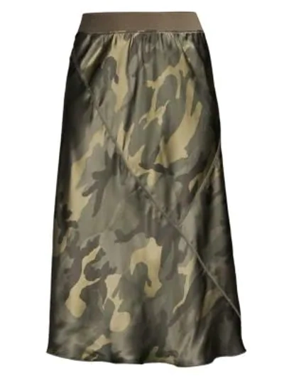 Shop Atm Anthony Thomas Melillo Silk Camo Midi Skirt In Jungle Camo