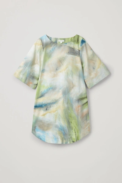 Shop Cos Printed Round-neck Dress In Multicoloured