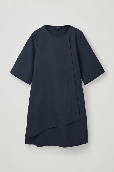 Shop Cos Folded Cotton A-line Dress In Blue