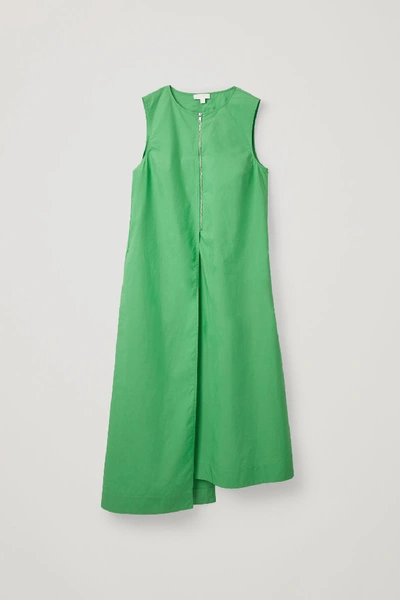Shop Cos Asymmetric Layered Dress In Green