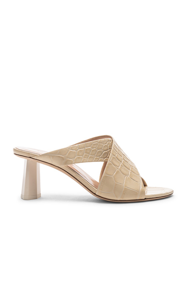 cream heeled mules