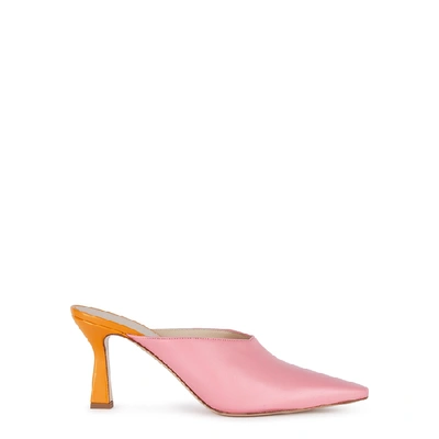 Shop Wandler Lotte 80 Pink Leather Mules In Pink And Other