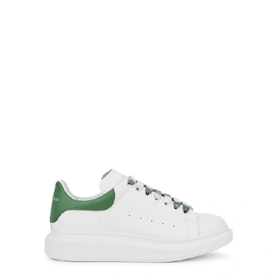 Shop Alexander Mcqueen Larry White Leather Sneakers In White And Green