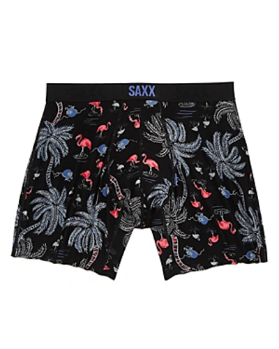 Shop Saxx Vibe Flamingo Beach Printed Boxer Briefs In Black Multi