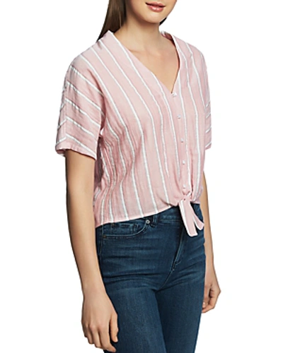 Shop 1.state Striped Tie-front Shirt In Capri Rose