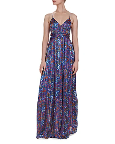 Shop Ba&sh Rosy Cutout Floral Maxi Dress In Bleu