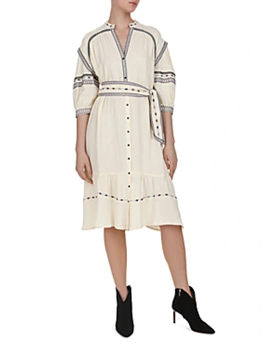 Shop Ba&sh Patty Embroidered Midi Dress In Ecru