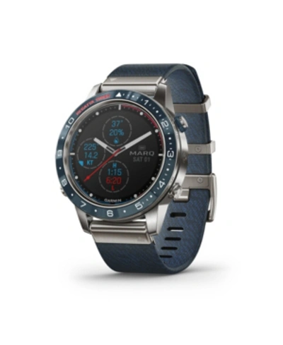 Shop Garmin Unisex Marq Captain Blue Nylon Strap Smart Watch 46mm In Blue/red