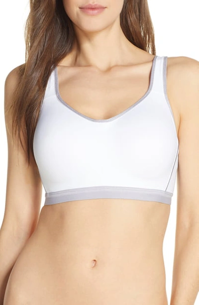 Shop Wacoal High Impact Underwire Sports Bra In White/ Lilac Gray