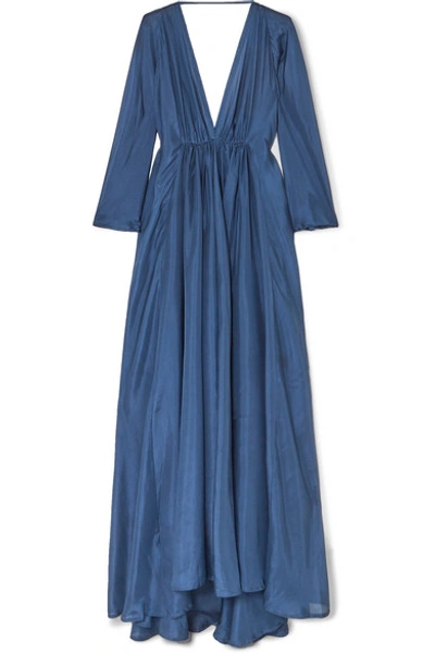 Shop Kalita Clemence Silk-organza Maxi Dress In Royal Blue