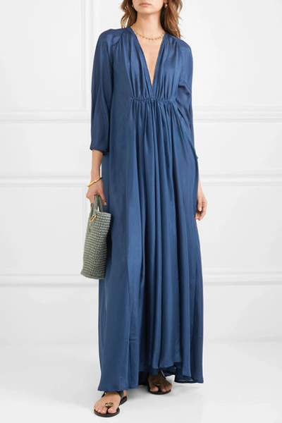 Shop Kalita Clemence Silk-organza Maxi Dress In Royal Blue