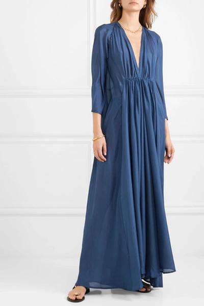 Shop Kalita Clemence Silk-organza Maxi Dress In Royal Blue