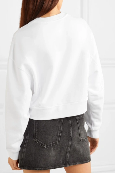 Shop Givenchy Cropped Printed Cotton-jersey Sweatshirt In White