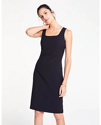 Shop Ann Taylor Petite Doubleweave Square Neck Sheath Dress In Black