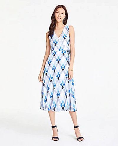 Shop Ann Taylor Plaid Wrap Dress In Winter White