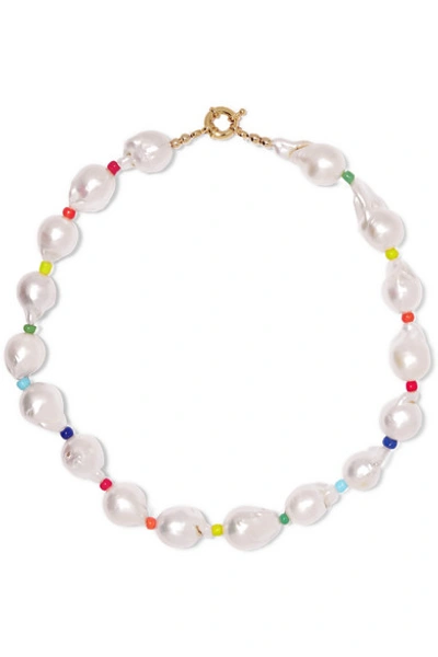 Shop Eliou Asti Pearl And Bead Necklace In White
