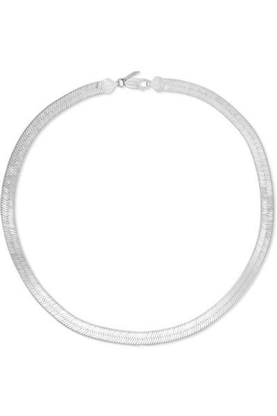 Shop Loren Stewart Net Sustain Herringbone Xl Silver Necklace