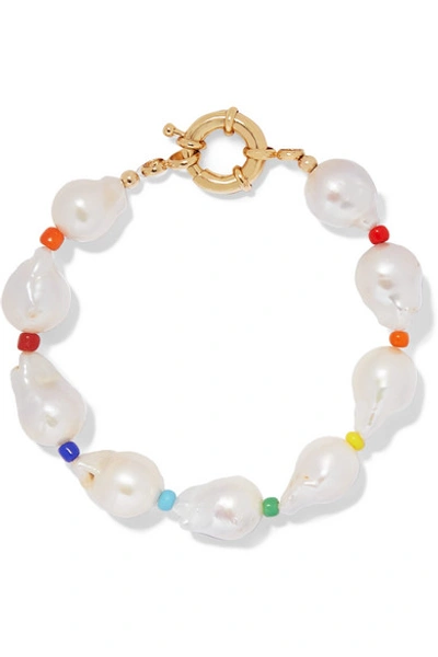 Shop Eliou Asti Pearl And Bead Anklet In White