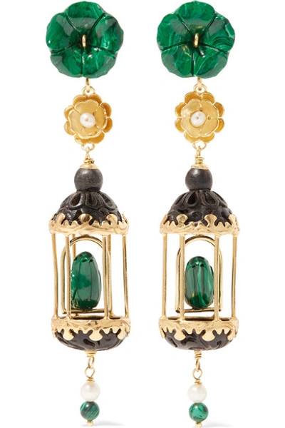Shop Of Rare Origin Aviary Gold Vermeil Multi-stone Earrings