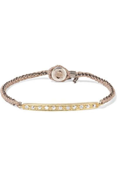 Shop Brooke Gregson 18-karat Gold, Sterling Silver, Silk And Diamond Bracelet