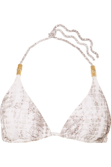 snake print triangle bikini