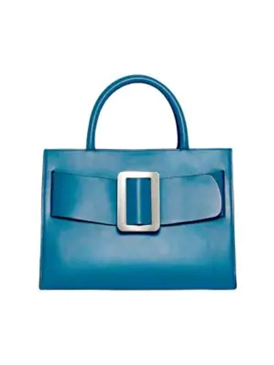 Shop Boyy Large Buckle Leather Tote Bag In Coral Blue