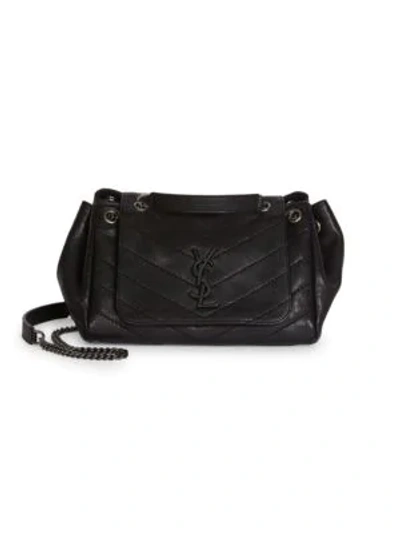 Shop Saint Laurent Women's Small Nolita Leather Shoulder Bag In Black