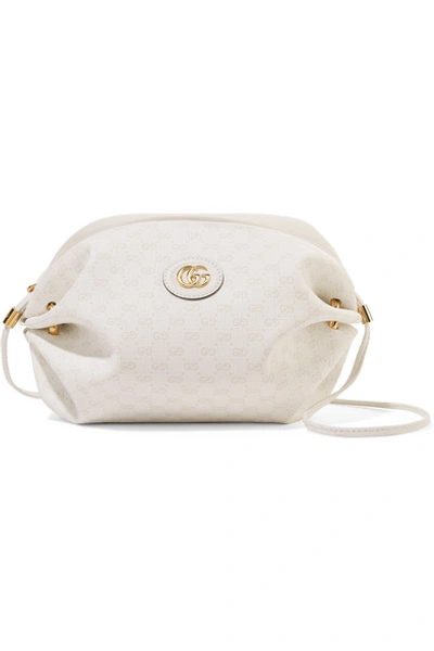 Shop Gucci Candy Leather-trimmed Coated-canvas Shoulder Bag In White
