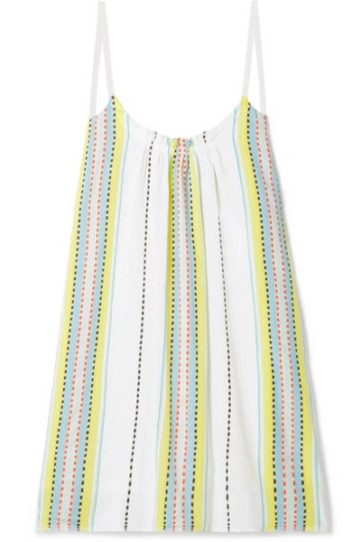 Shop Lemlem + Net Sustain Welela Striped Cotton-blend Mini Dress In White