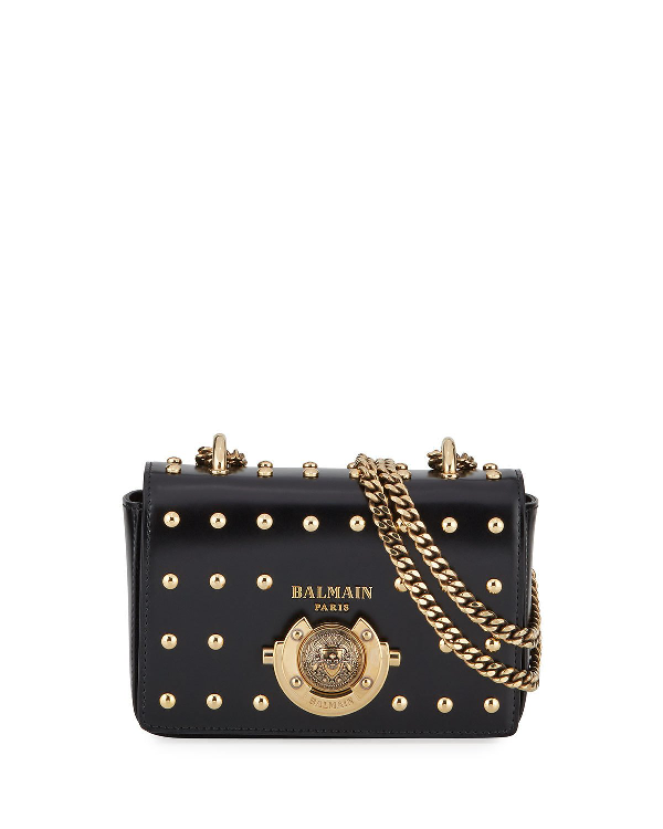 Balmain Baby Box Studded Leather Shoulder Bag Black In Noir ModeSens