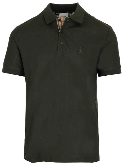 Shop Burberry Embroidered Polo Shirt In Green
