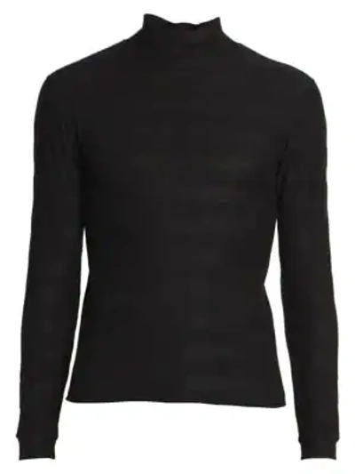Shop Saint Laurent Long Sleeve Mockneck T-shirt In Black
