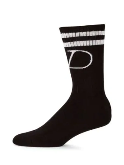 Shop Valentino Garavani V Logo Socks In Black White