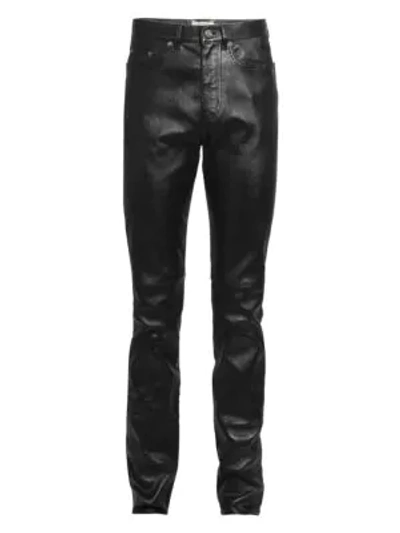 Shop Saint Laurent Slim Leather Jeans In Black