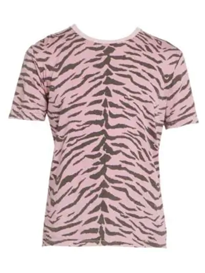 Shop Saint Laurent Men's Cotton Print T-shirt In Rose Black