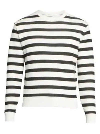 Shop Saint Laurent Cotton Stripe Sweater In Black