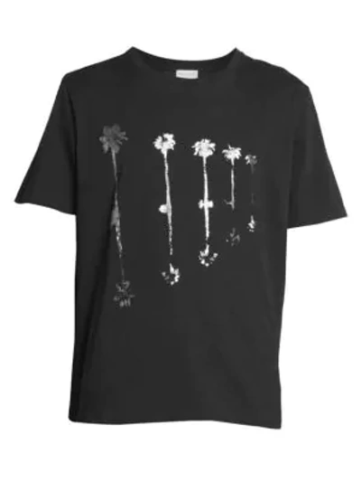 Shop Saint Laurent Men's Cotton Graphic Print T-shirt In Black