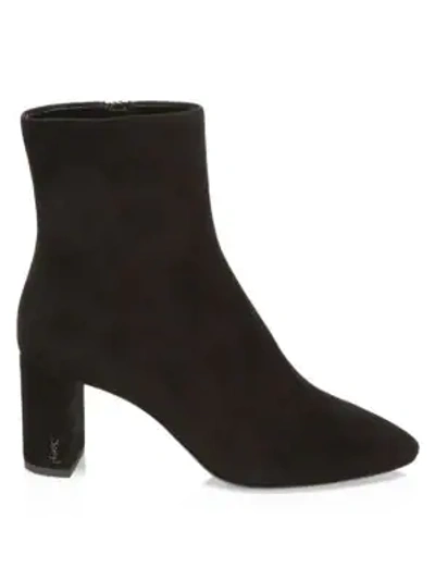 Shop Saint Laurent Lou Suede Ankle Boots In Black