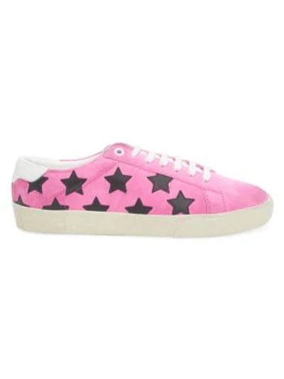 Shop Saint Laurent Star Lace-up Leather Sneakers In Fuchsia