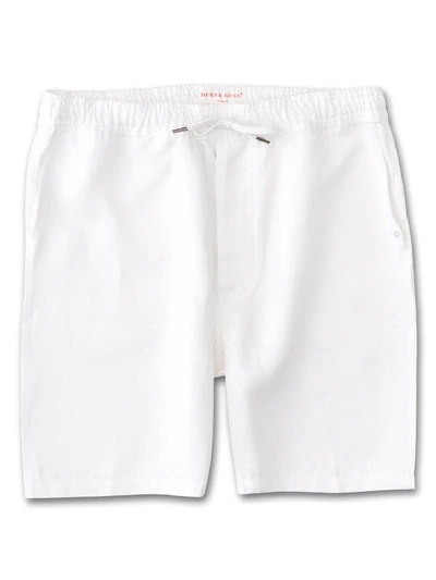 Shop Derek Rose Men's Shorts Sydney Linen White