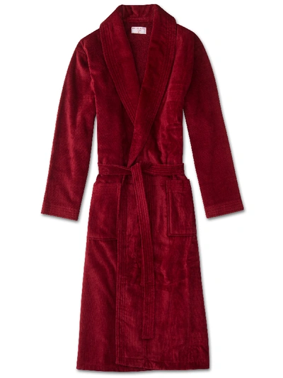 Shop Derek Rose Men's Bathrobe Triton 10 Terry Cotton Wine