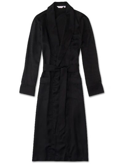 Shop Derek Rose Men's Dressing Gown Woburn 8 Silk Satin Black
