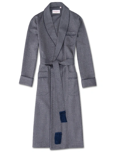 Shop Derek Rose Men's Dressing Gown Lincoln 11 Wool Navy